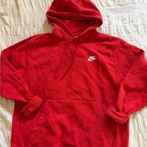 Nike Red Crewneck Hoodie with White Logo